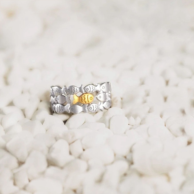 Cincin Ikan Halus Untuk Wanita Gaya Logam Finger-Ring Statement Jewelry Indah Fashionable Design Aksesoris Hadiah