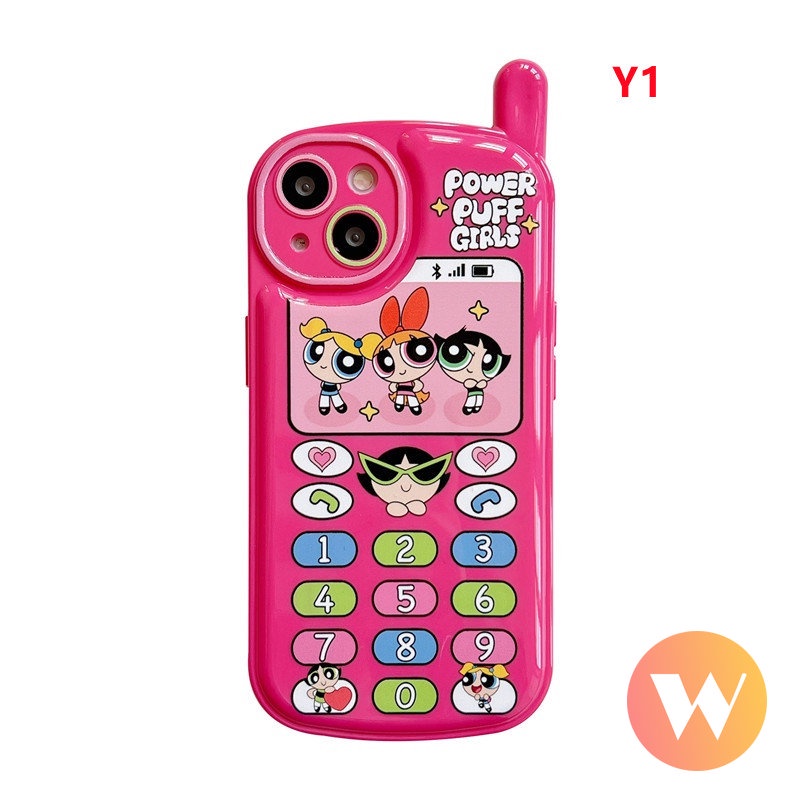 IPHONE Kartun Powerpuff Gadis Case Kompatibel Untuk Iphone11 14 12 13 Pro Max7 8 Plus XR X XS Max SE 2020 Kepribadian Retro Kreatif Bentuk Ponsel Seluler Barbie Lucu Lembut Tpu Cover