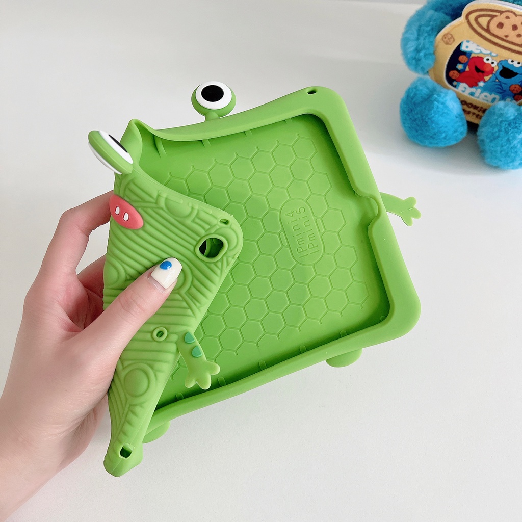 Untuk Huawei MatePad SE 10.4 (2022) AGS5-L09 AGS5-W09 10.4-inch Tablet Casing Pelindung Fashion360° Rotating Ring Stand Case Silikon Lembut Lucu Kartun Hewan Hijau Penutup Kodok