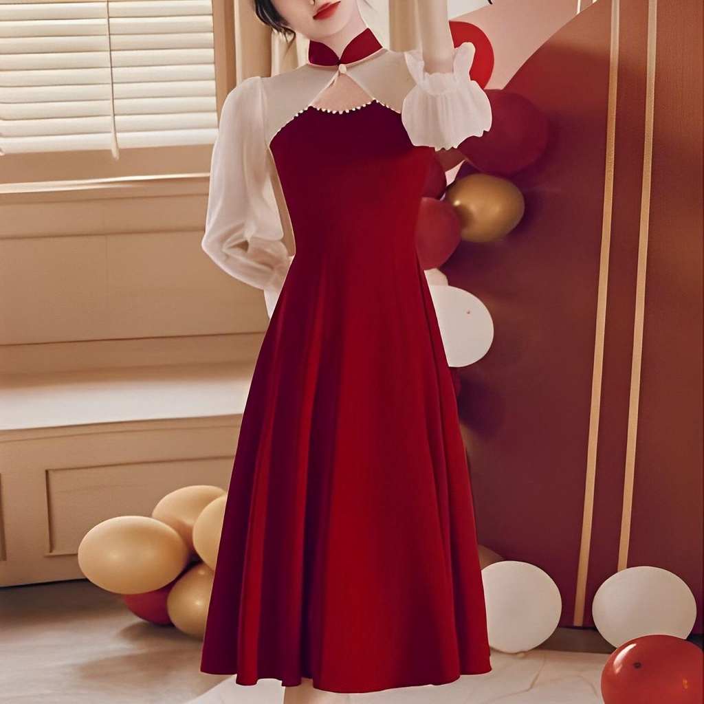 ilook | Dress Lunar Scuba | Dress Midi Korean Style | Dres Mutiara Wanita