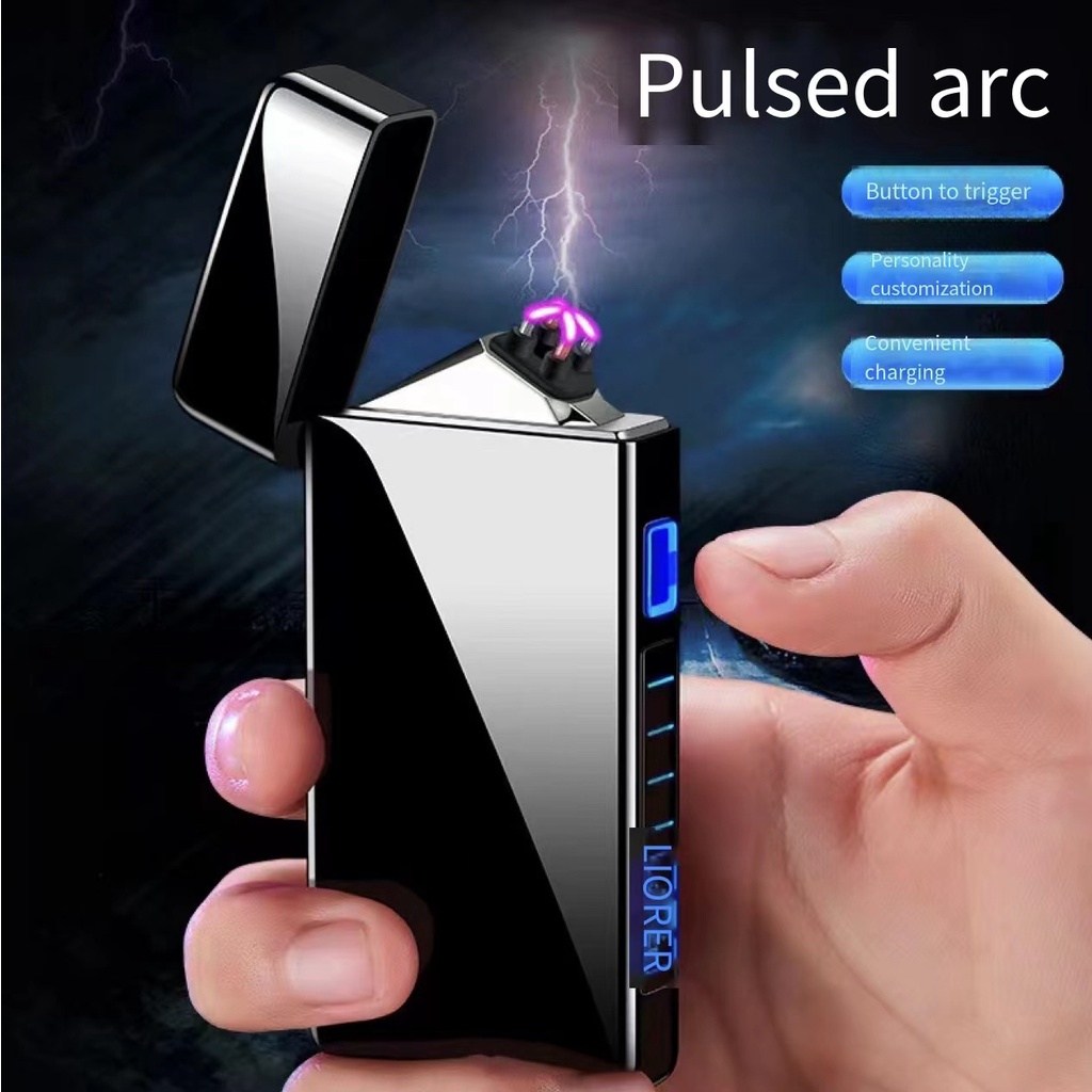 LUCKYSTORY - Korek Api Unik ELEKTRIK PLASMA USB LIGHTER DOUBLE ARC PEMATIC PEMATIK KOREK API USB CROSS DOUBLE ARC