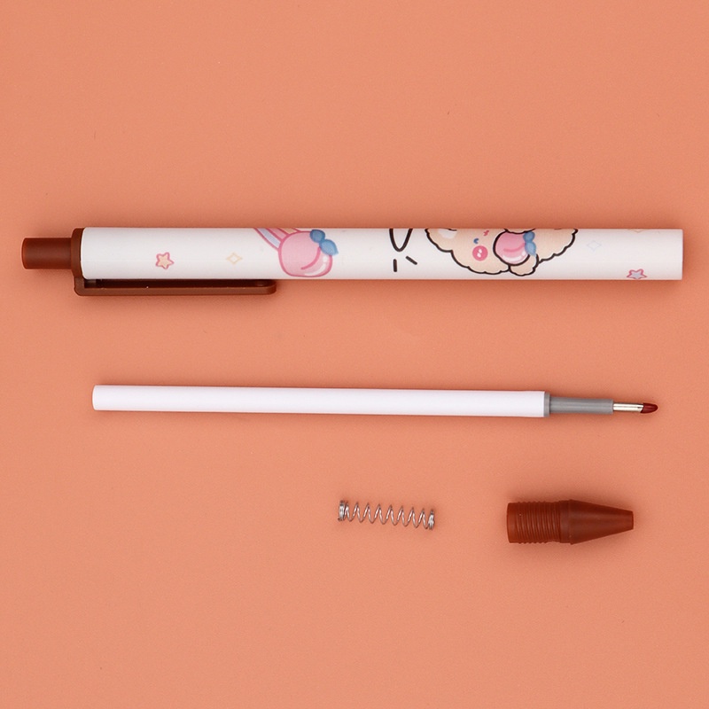 1pc Brown Bear Cream Rabbit Press Neutral Pen 0.5mm Cow Bear Press Neutral Pen Bullet Signature Pen Alat Tulis Siswa Perlengkapan Sekolah Dan Kantor