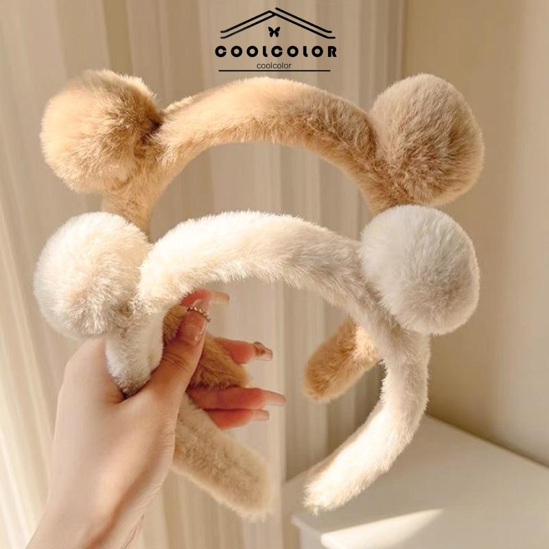 COD❤️Bando Telinga Beruang Mewah Lucu  Wanita Kartun Rusak Rambut Mencuci Wajah Hairband- cl