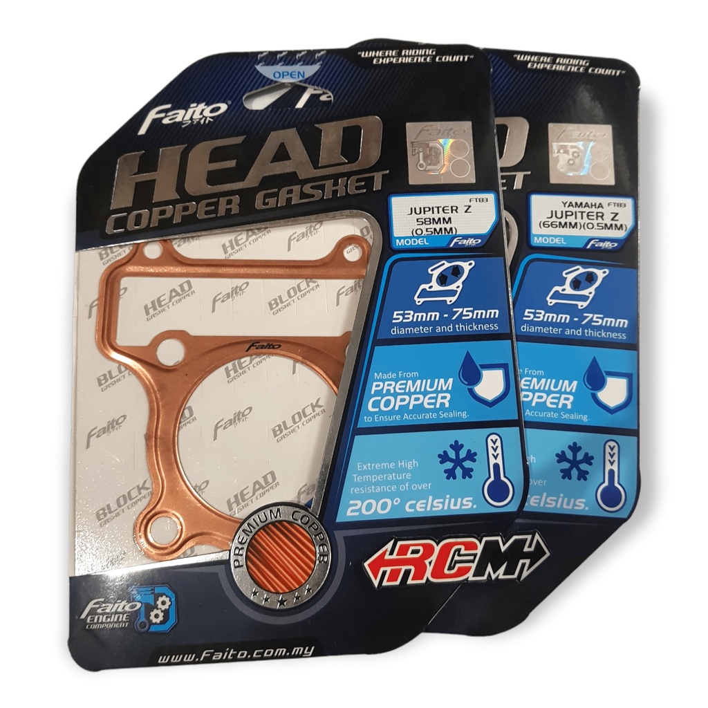 PAKING PERPAK GASKET PACKING HEAD COP KOP ATAS TEMBAGA KUNINGAN KUNING YAMAHA JUP JUPITER Z 0.5 0,5 58MM 66MM 58 66 MM ORI ORIGINAL FAITO ASLI