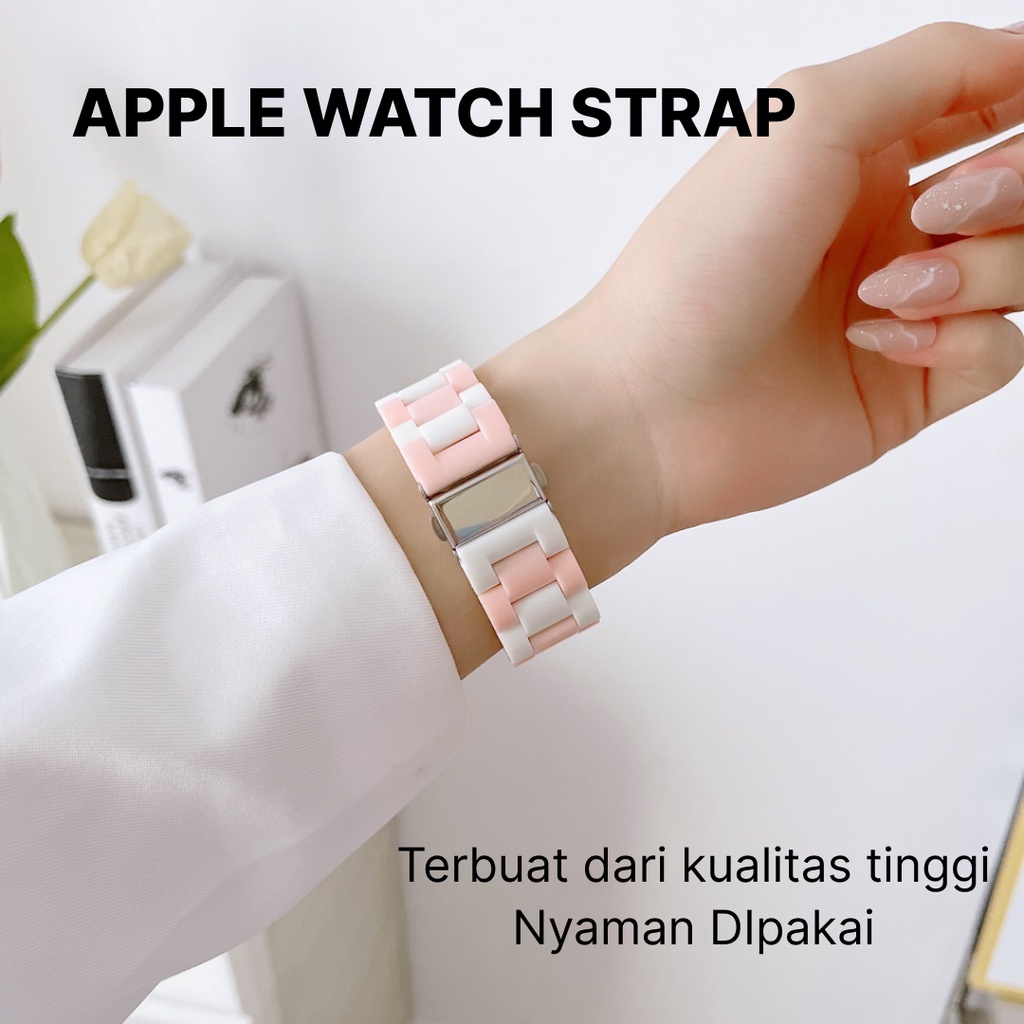 Strap Apple Watch iWatchukuran 49 45 44 42 41 40 38mm 3 LINKS iwatch Series Tali Strap Model Kombinasi dua warna