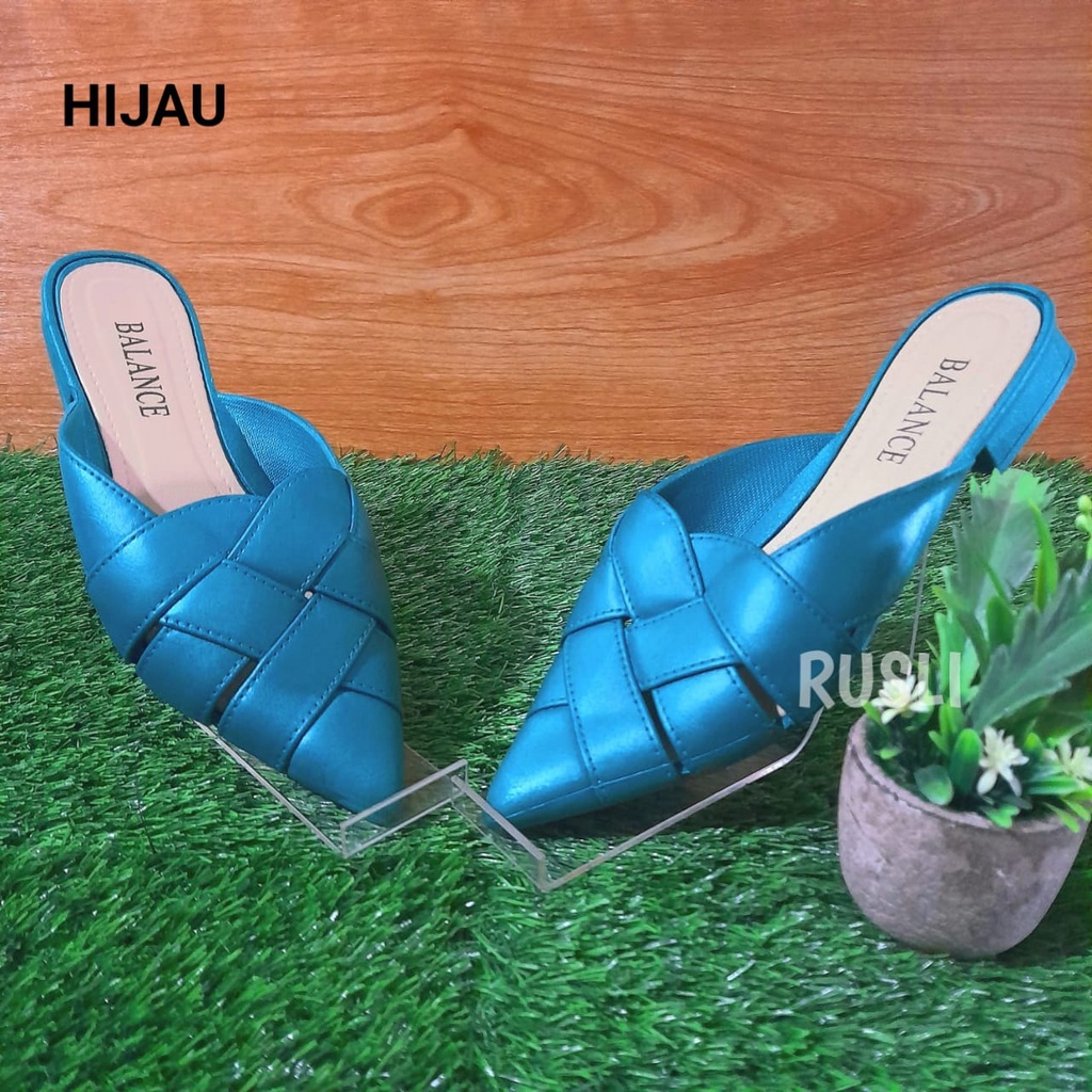 (COD) Sandal Sepatu Hak Wanita Motif Ketupat Jelly Import Balance C221