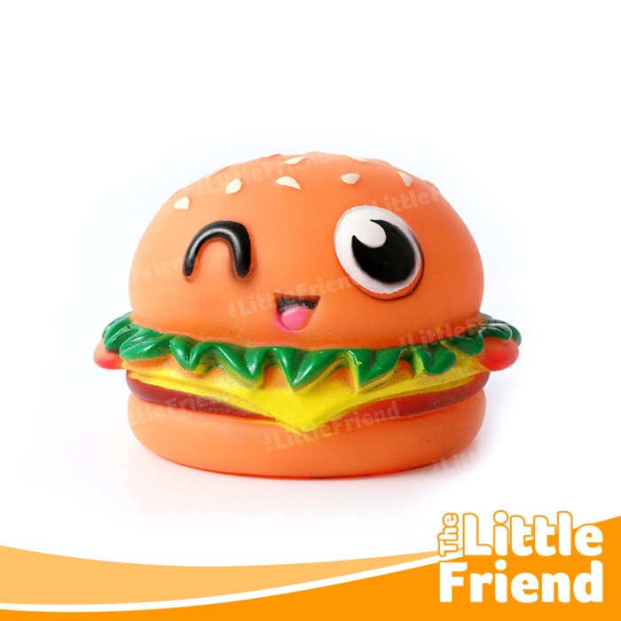 Mainan Anjing Kucing Bunyi Squeaky Plush On Rubber Bentuk Hamburger