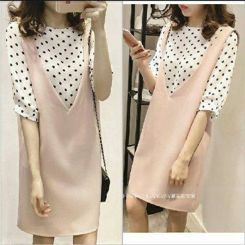 Baju Setelan Wanita Kekinian Korea Polka Yurika