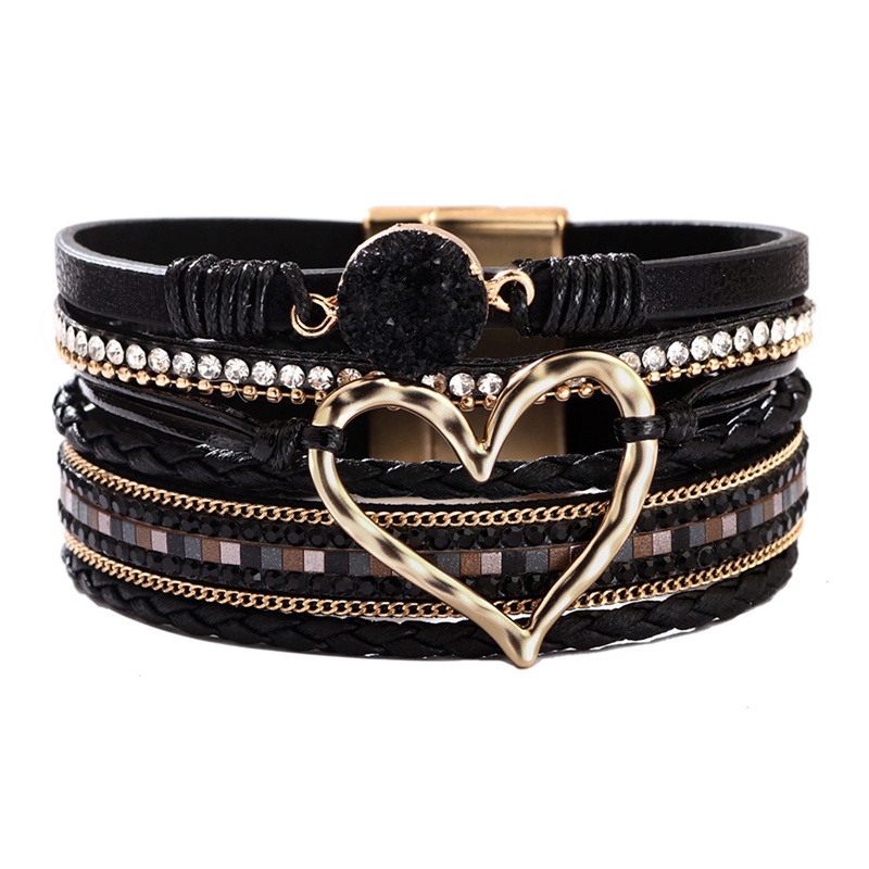 1pc Braided Leather Wrap Bracelet Boho Cuff Multilayer Gelang Magnet Perhiasan Untuk Hadiah Liburan Ulang Tahun Perempuan Remaja