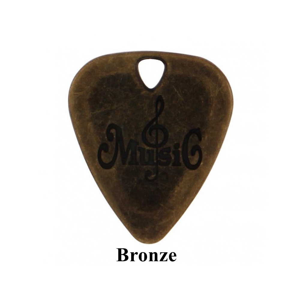 1biji Pick Gitar Zinc Alloy Gold Bronze Untuk Gitar/Bass/Ukulele Dengan Instrumen Senar Lubang Bahan Metal Plectrum Plucked