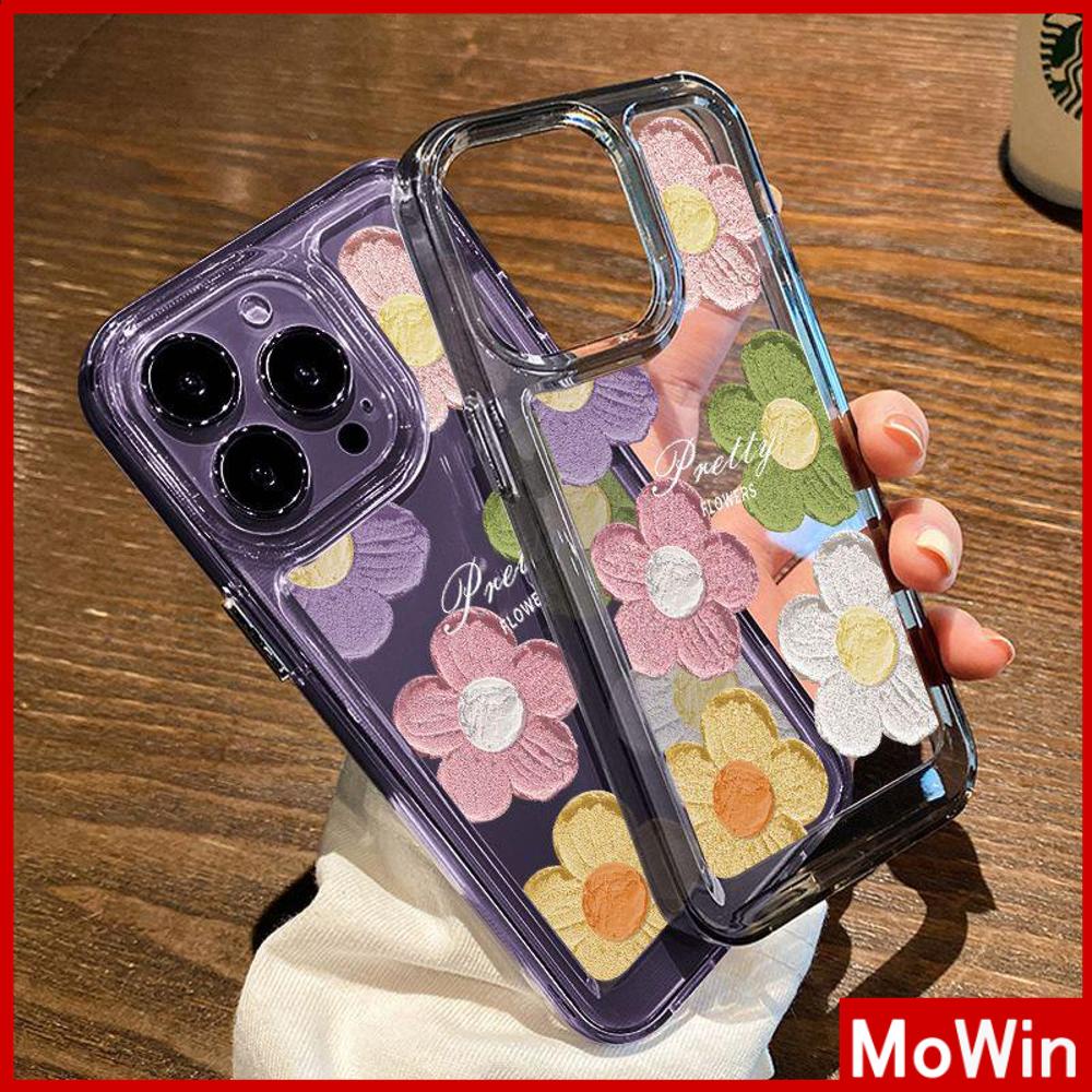 For iPhone 14 Pro Max iPhone Case Acrylic Hard Case HD Clear Case Plating Button Shockproof Purple Flower Black Compatible For iPhone 13 Pro max 12 Pro Max 11 xr 7plus 6splus