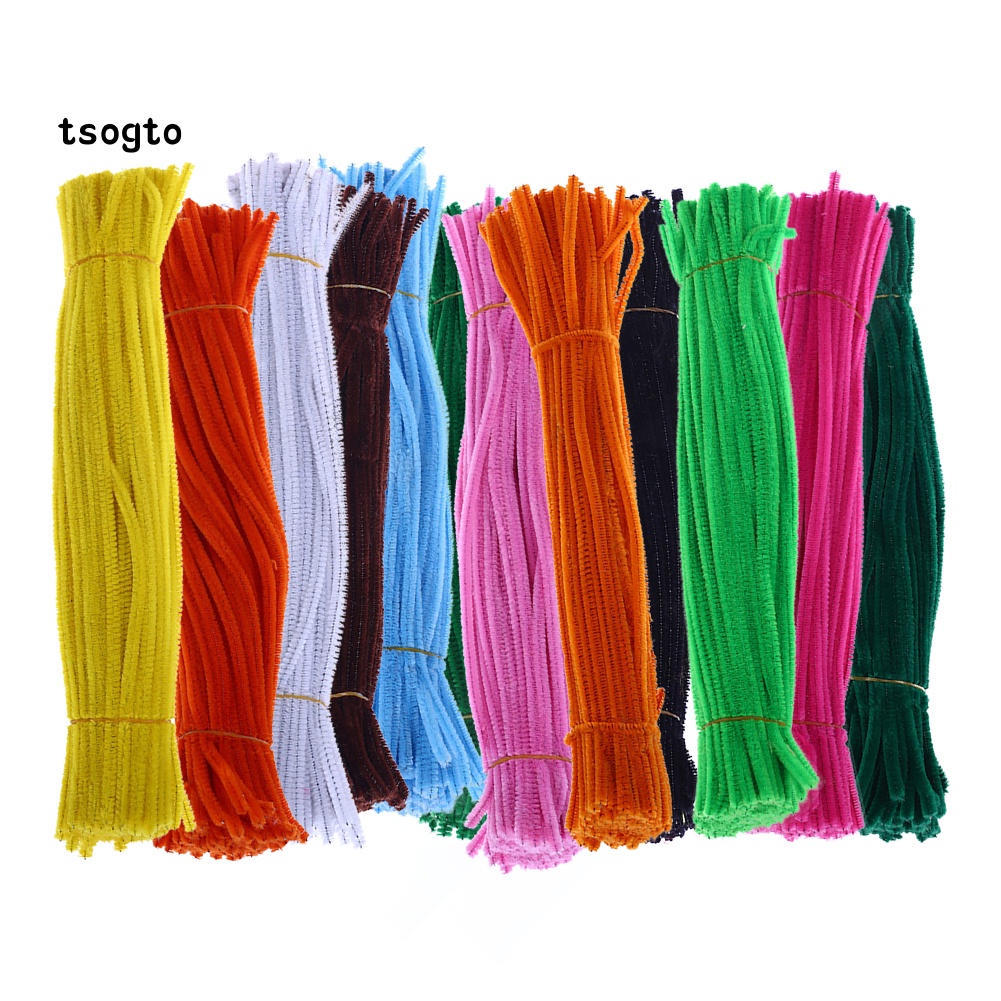 100pcs Chenille Batang Pembersih Pipa Tongkat Twist Anak DIY Craft Mainan Edukasi