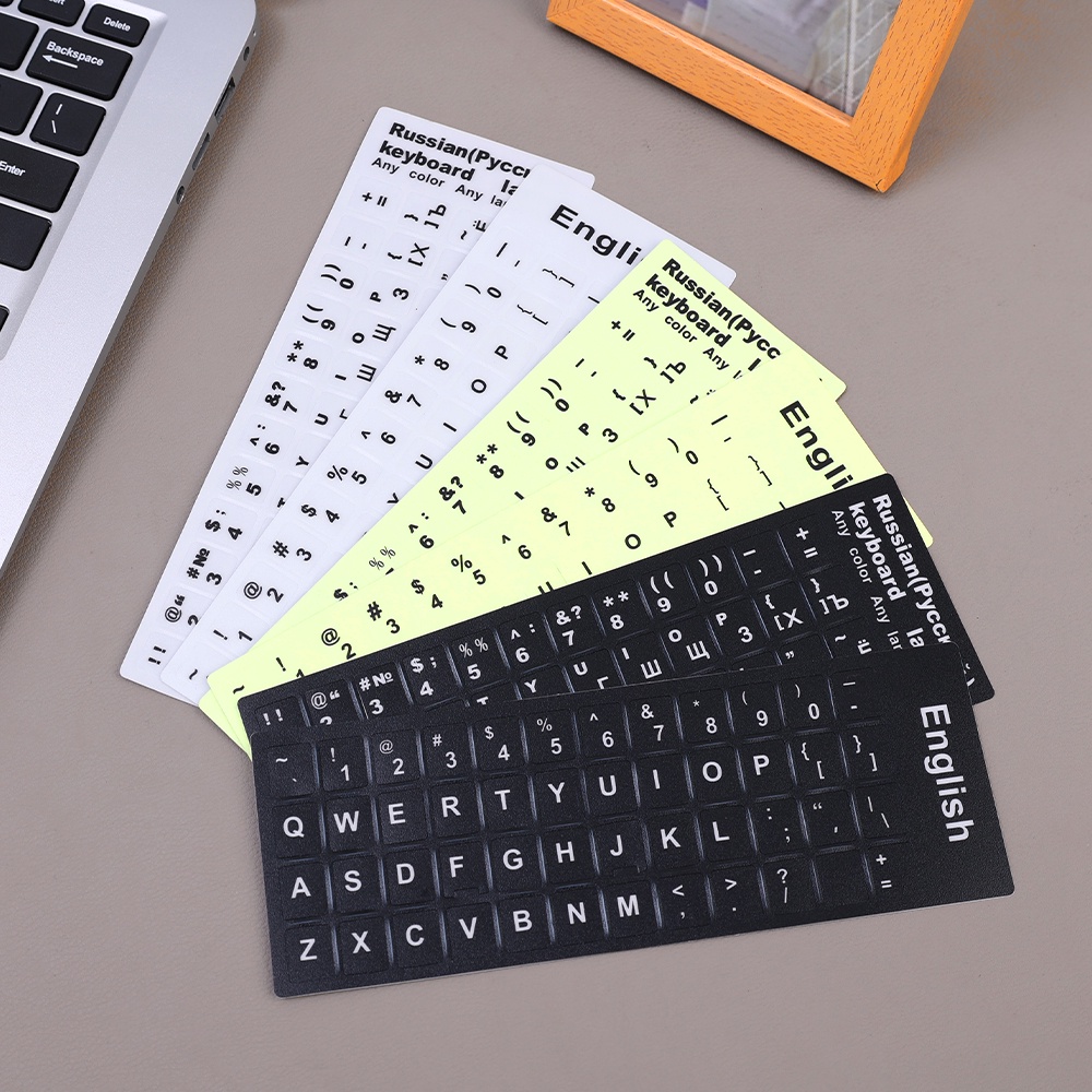 [Harga Grosir] Stiker Label Keyboard Tahan Debu Tahan Lama/Stiker Keyboard Luminous Huruf Inggris Rusia/Cover Stiker Untuk Laptop Notebook Komputer Aksesoris