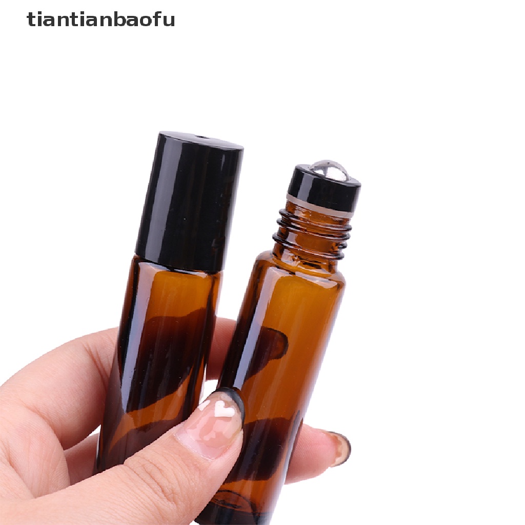 [tiantianbaofu] 10ml Botol Roll on Kaca Amber Kosong s Metal Roller Ball Butik