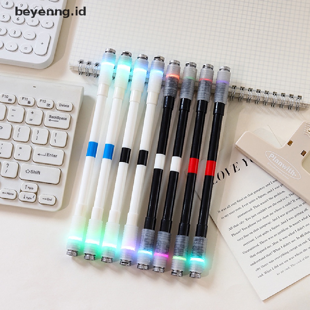 Beyen Kreatif Rotag LED Flash Gel Pen Dengan Lampu Siswa Dewasa Menghilangkan Stress Gaming Spinning Pen Anti-slip Tangan Spinner Siswa Stationary ID