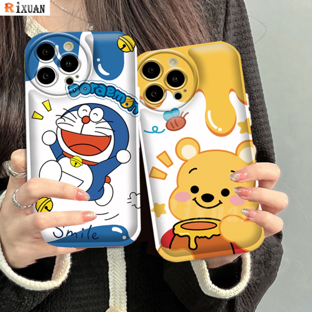 Realme C55 Realme10 C11 2021 C21Y C25Y C33 C35 C31 C15 C12 C25 C20 5 5i 6i 8i C3 C2 C1 Narzo 50 50A Prime 3D Vision Winnie The Pooh Bear Doraemon Cat Bantal Udara Soft Case RIXUAN