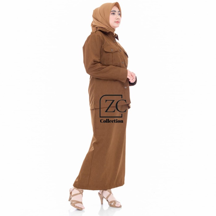 ✨LARIS✨ -Seragam Pns Wanita Khaki tua rok pns wanita setelan pns baju pns pns - Khaki Tua, S- 1.2.23