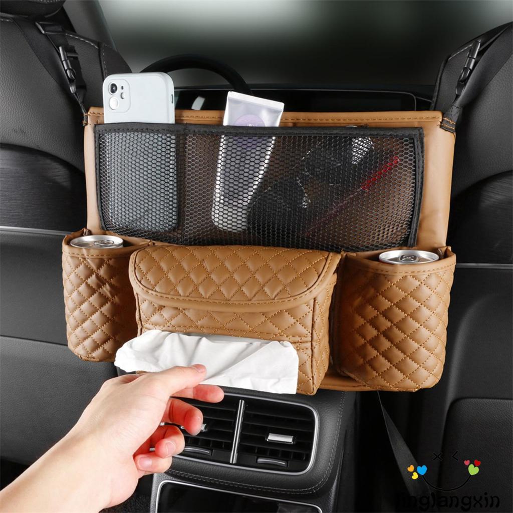 Llx-automotif Konsol Organizer Kulit Car Handbag Holder Antar Kursi Car Seat Storage Bag Untuk Dompet Hp