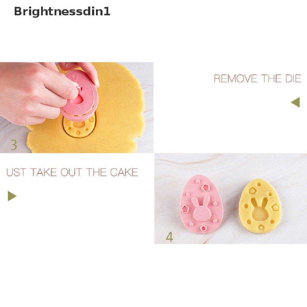 [Brightnessdin1] 9 Pcs Easter Rabbit Biscuit Mold Plastik Bunny Egg Cookie Cutter Stamp Embosser Paskah Pesta Fondant Kue Baking Dekorasi Alat Butik