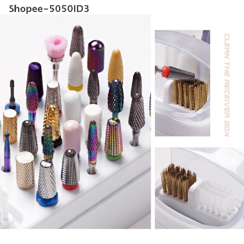 [HOT] 30lubang Dudukan Mata Bor Paku Acrylic Nail Drill Bits Storage Nail Tools W [ID]
