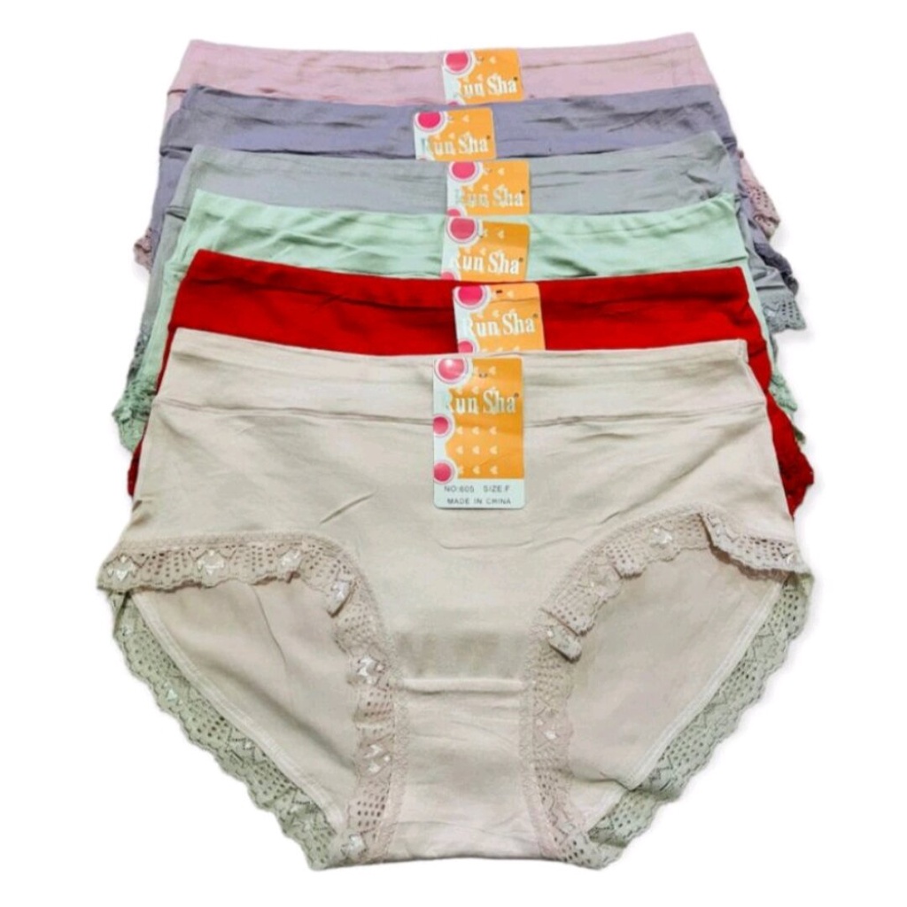 {PROMO MURAH} 6 PCS CELANA DALAM WANITA DEWASA RENDA RUNSHA 605 FIT TO XXL PREMIUM UNDIES