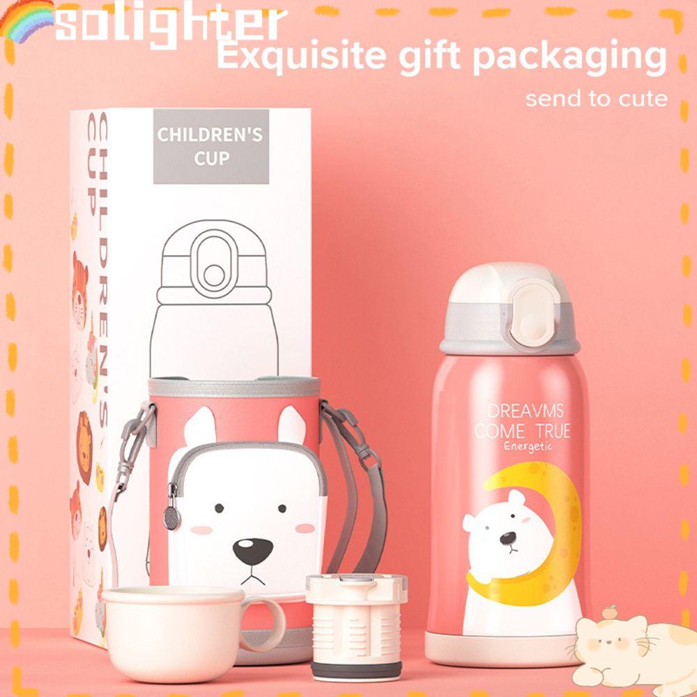 Solighter Smart Thermos Bottle High Quality Thermos Mug Thermal Insulation Dengan Motif Kartun Lucu