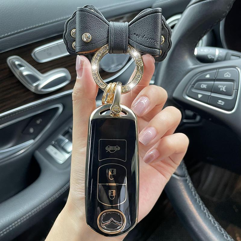 Mazda 3atenza Key Case CX5 CX8 CX4 M6 CX30 Tas Mobil Gantungan Kunci Key Holder Keyless Remote TPU Sarung Pelindung Kunci Mobil