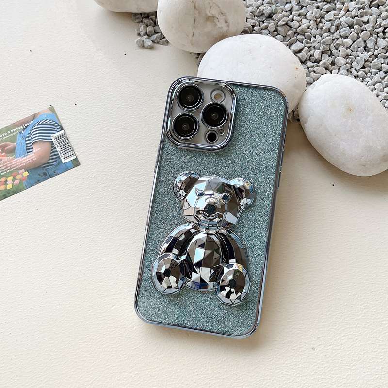 for Iphone11 12 13 14 Pro Max Bling Sparkly 3D Crystal Bear Case Mewah Lembut Silikon Gradien Fashion Wanita Mewah