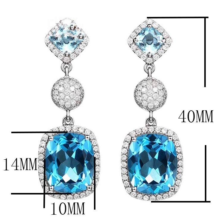 Goldkingdom Aksesoris Perhiasan Fashion Ready Stock Jual Anting Aquamarine Imitasi Panjang, Anting Ruby Darah Merpati Mewah Perbatasan Silang Di Eropa Dan Amerika