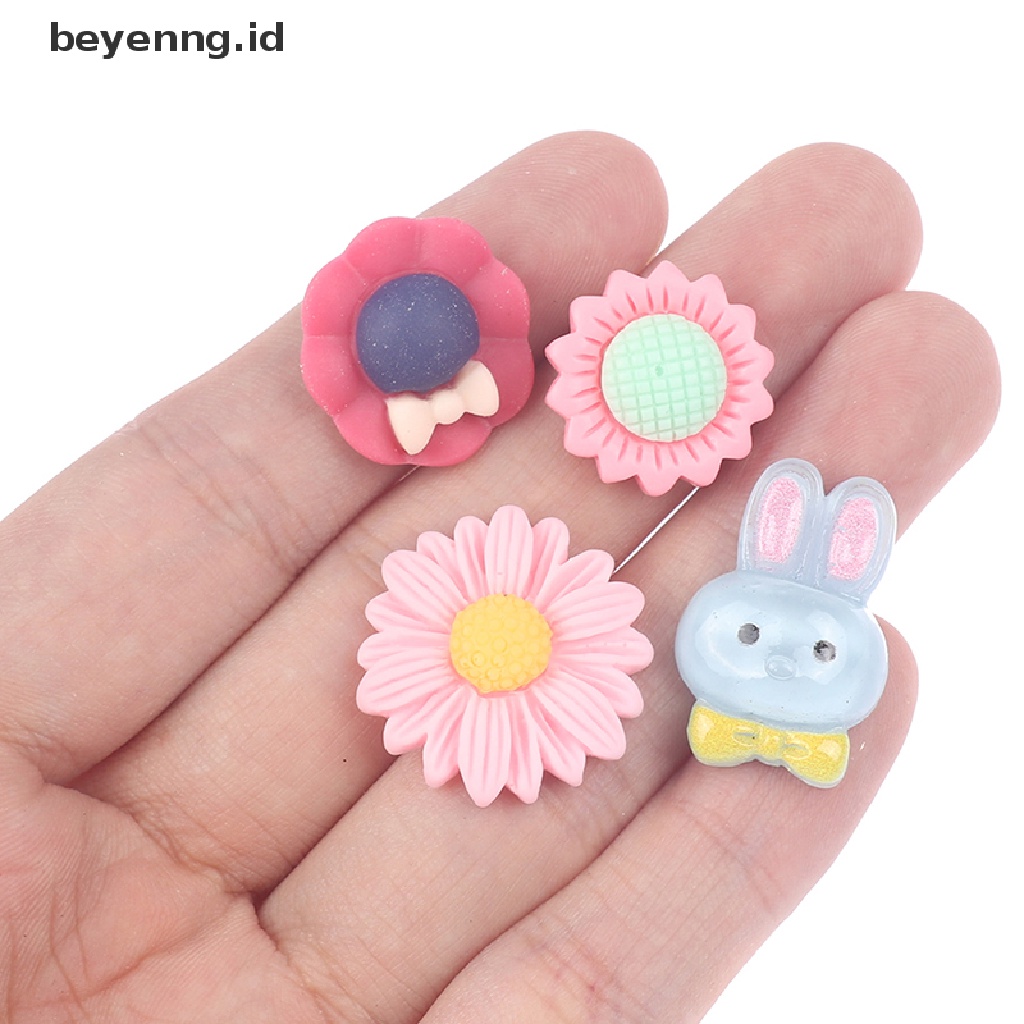 Beyen 100pcs Kartun Motif Campur Resin Ornamen DIY Perlengkapan Kerajinan Tangan Ponsel Shell ID