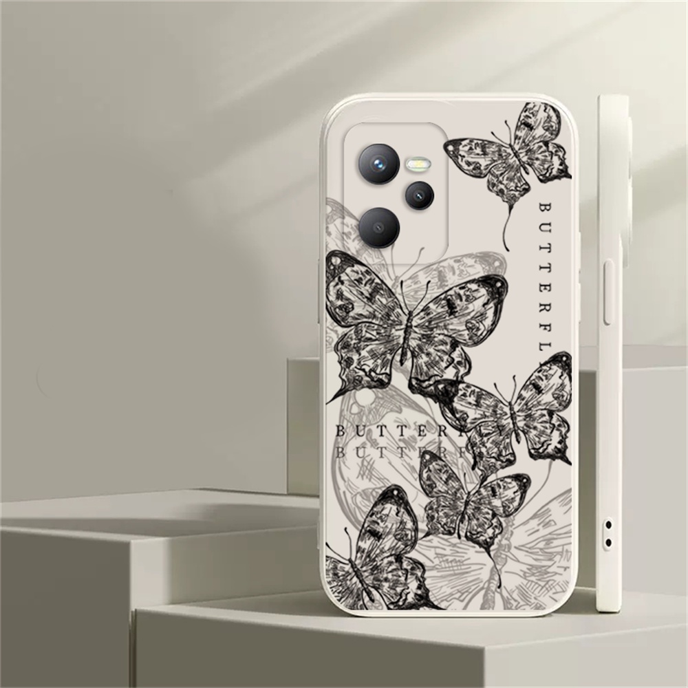 Brief Soft Case Realme 10 C21Y C25Y C35 C33 C31 C30 C21 Realmec1 C25 C15 C12 C3 C2 Realme 8i 8 pro 5 5i 6i C17 Desain Sense Line Butterfly Silikon Casing Cover