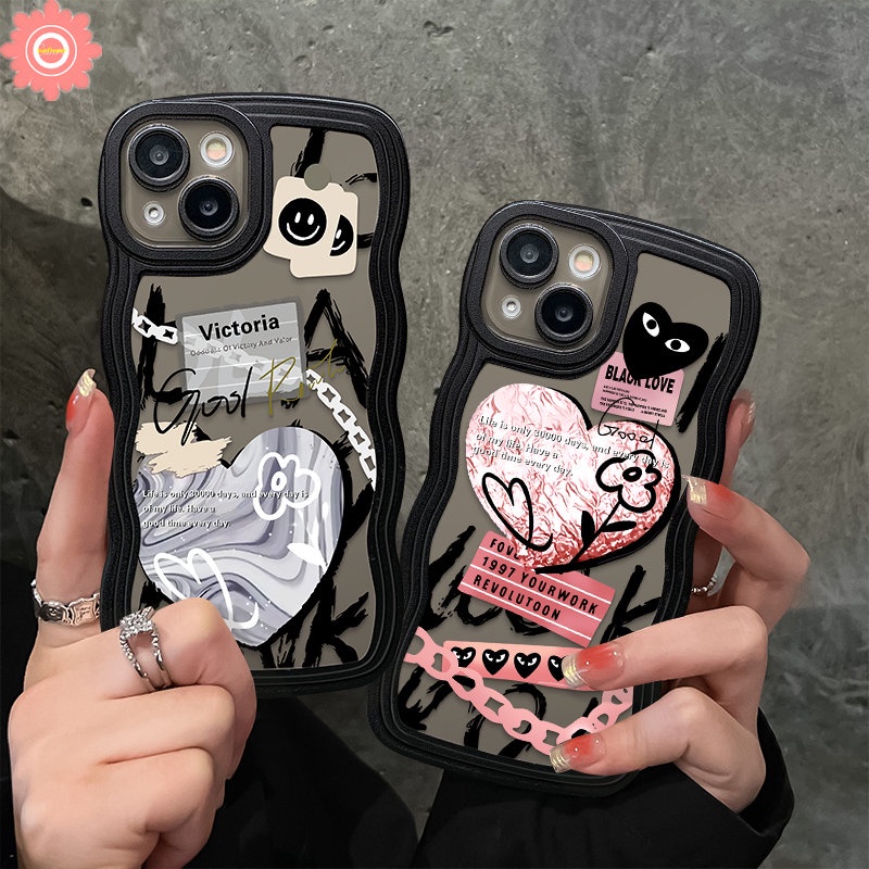 Infinix Smart5 4 6 Plus Hot 11s 10s NFC Note8 12 G96 10Pro 12Pro 12 2023 Hot 10 Lite 10 11 10T 9 8 Main 12 Pro 11s 12i 20 20s Wavy Edge Graffiti Love Heart Comme des Garcons Case/Tempat Bekal Makanan/Wadah Bekal Makanan/Wadah Bekal Makanan