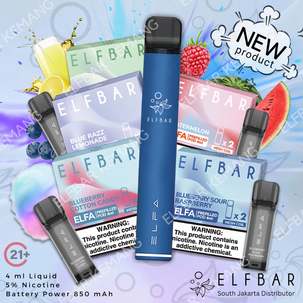 Elfbar Elfa 4ML All Variants (Isi 2 Pod) | Elf Bar Elfa Cartridge Prefilled Pod Device | Reusable Elfbar 2 Pods Elfa Series