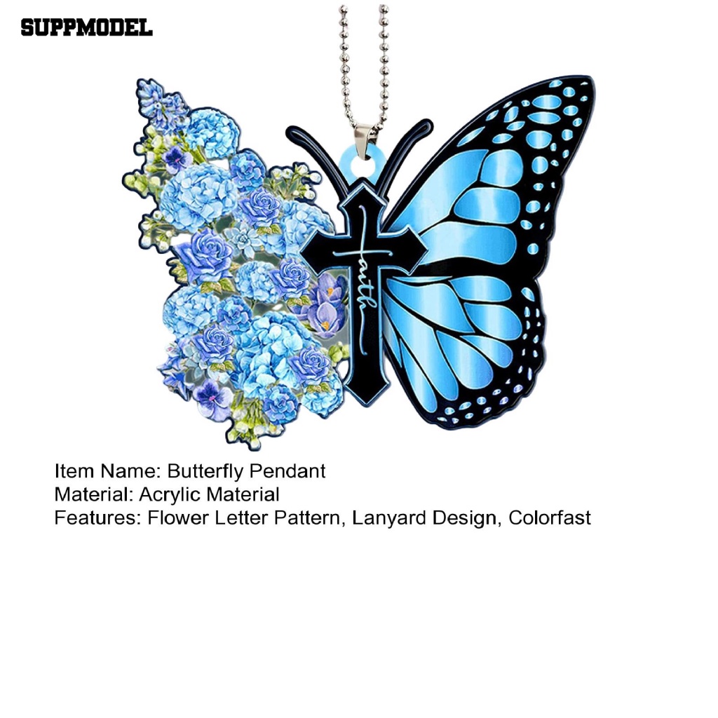Suppmodel Liontin Salib Kupu-Kupu Hidup Untuk Dekorasi Interior Mobil Mobil Butterfly Pendant Motif Huruf Bunga