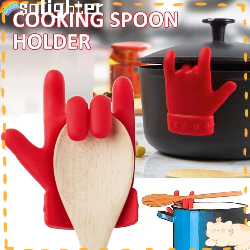 Solighter Spoon Holder Kitchen Overflow Pencegah Tutup Peninggi Badan Pengangkat Tutup