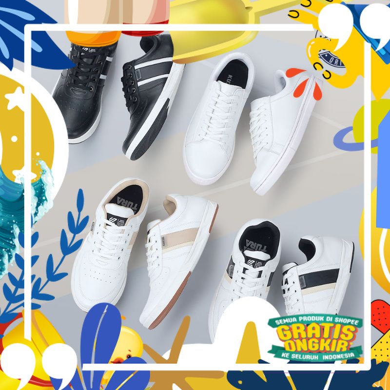 Super Mewah / Sepatu Casual Sneakers Putih Hitam Pria Cowok Mills Series Kets Distro Premium Origina