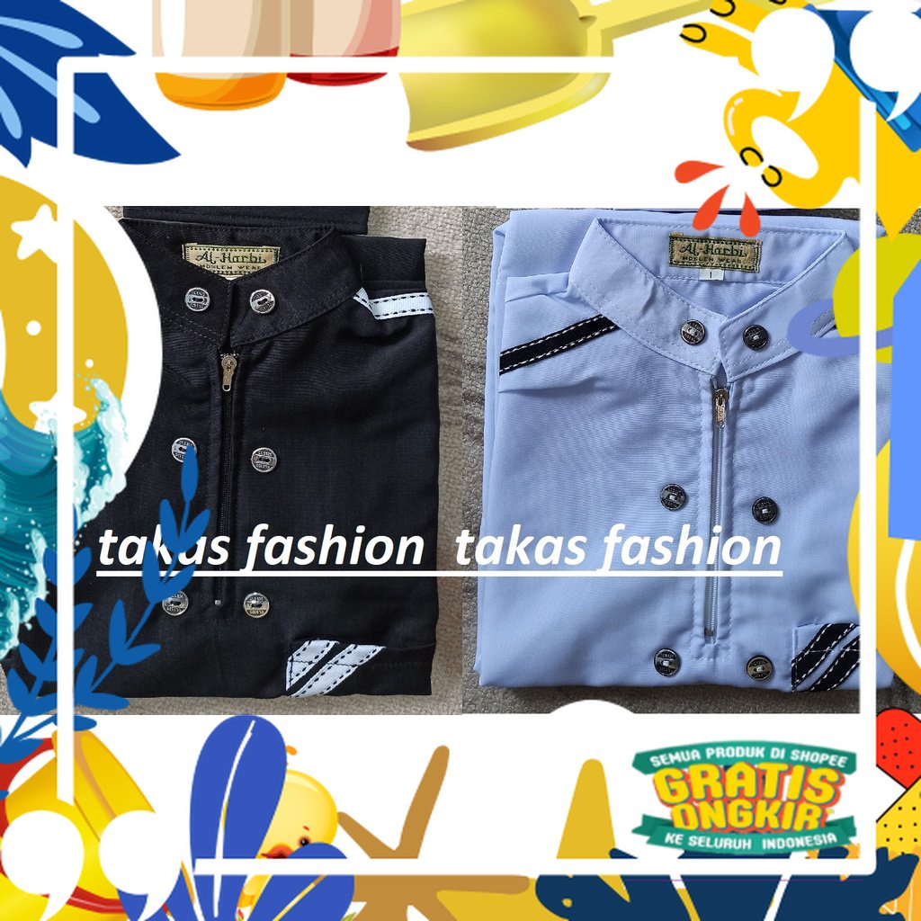 Motif polkadot / COD jubah gamis sholat anak laki PUTIH dan HITAM