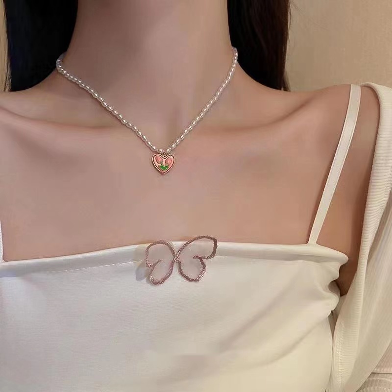 IFYOU Dodder Retro Tulip Necklaces Earrings Vintage Silver Gold Choker Couple Necklace for Women Accessories Jewelry