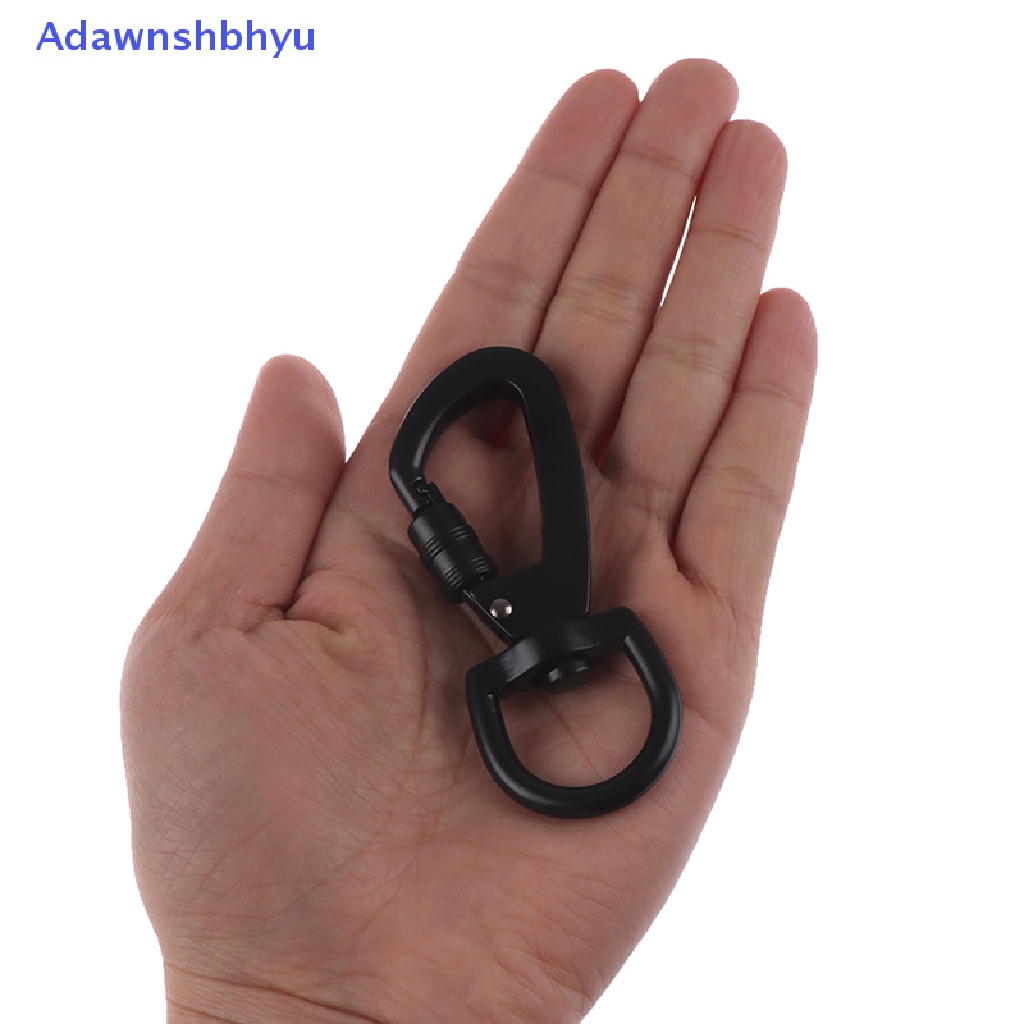 Adhyu 1PC Carabiner Pengunci Otomatis Gesper Tipe D Luar Ruangan Dengan Ring Rotag Putar ID
