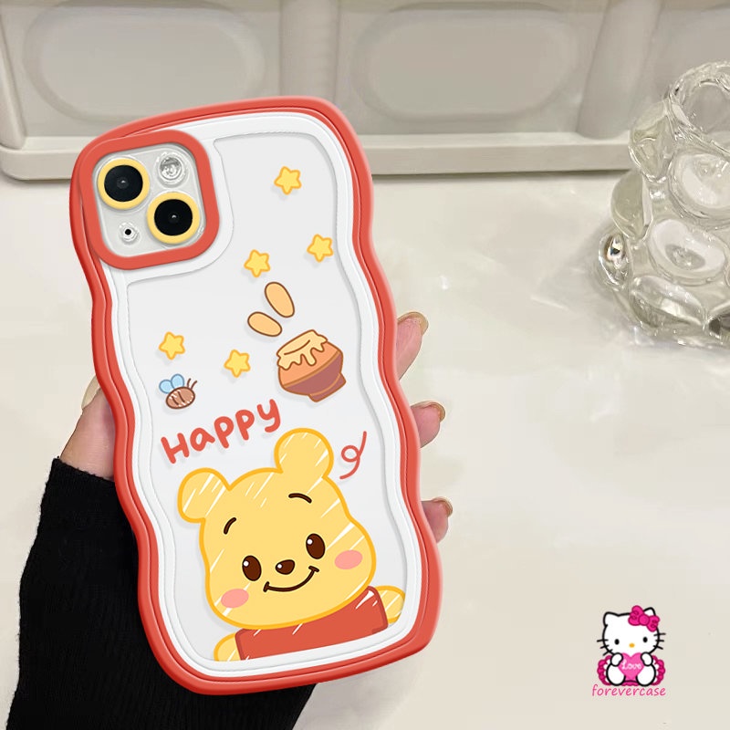 Casing Kartun Strawberry Bear Infinix Hot 20s 10s 10 11s 9 12i 10Lite 812 20 Pro Smart 6 4 5 Plus Note 12 12Pro 10Pro Hot 10 9 11 12 Play Cute Winnie The Pooh Wavy Edge Soft Case