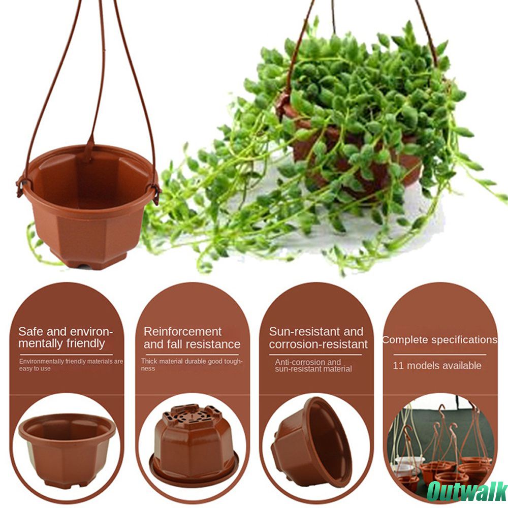 ღ Plastik Pot Bunga Gantung Keranjang Pot Bunga Succulent Planter Orchid Pot Gantung Gantung Pot Bunga dengan Hook Anti Matahari Tanaman aksesoris