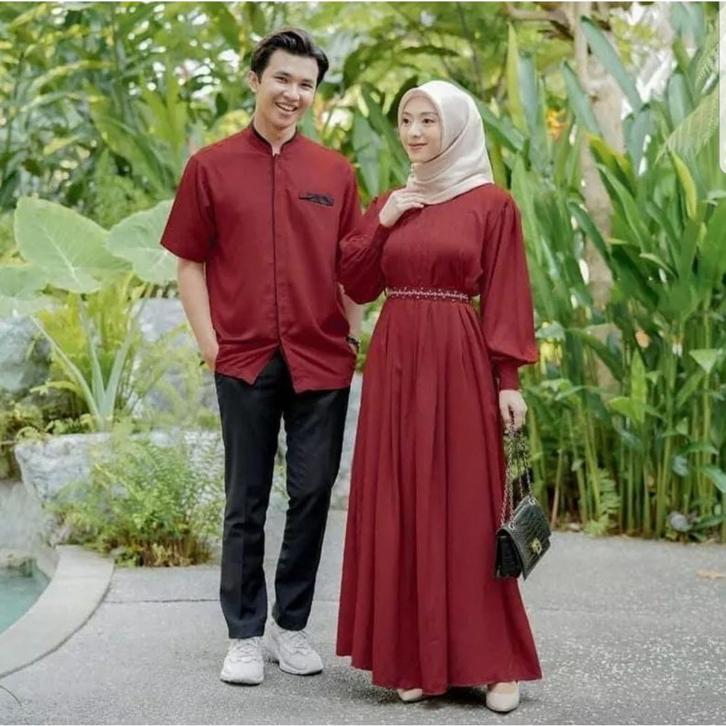 Baju Couple Kamila | Baju Mulim Couple | Gamis Remaja Kekinian | Kemeja Laki laki Import | Baju Kond