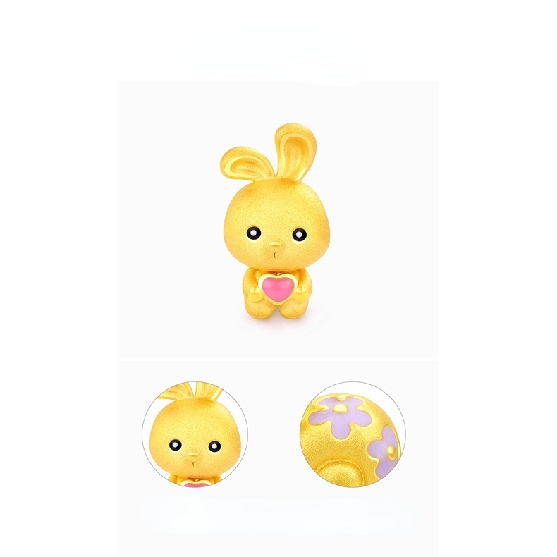 Goldkingdom Aksesoris Perhiasan Fashion Ready Stock Hewan Kecil Dengan Manik-Manik Transfer Lapis Emas Asli Kadar 375, Kelinci, Burung, Keong, Kupu-Kupu, Lebah, Tali Tangan Dan Manik-Manik.