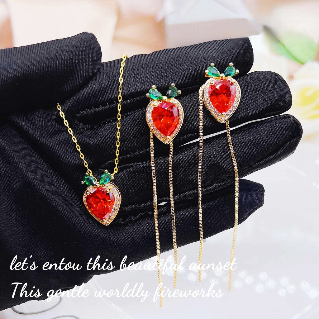 Goldkingdom Aksesoris Perhiasan Fashion Ready Stock &quot;Pulling Radish&quot; Fanta Orange Gemstone Wortel Kalung Cahaya Mewah Luxury Sense Carrot Stud Earrings Anting Panjang