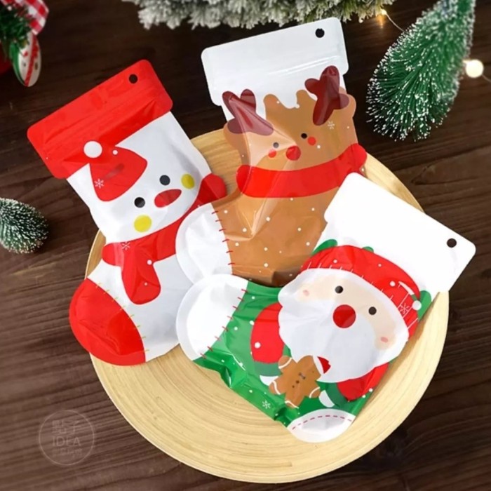 

⭐BISA COD⭐ Stemy Plastik / Packaging Kantong Cookies Christmas / Kemasan Kue Zip