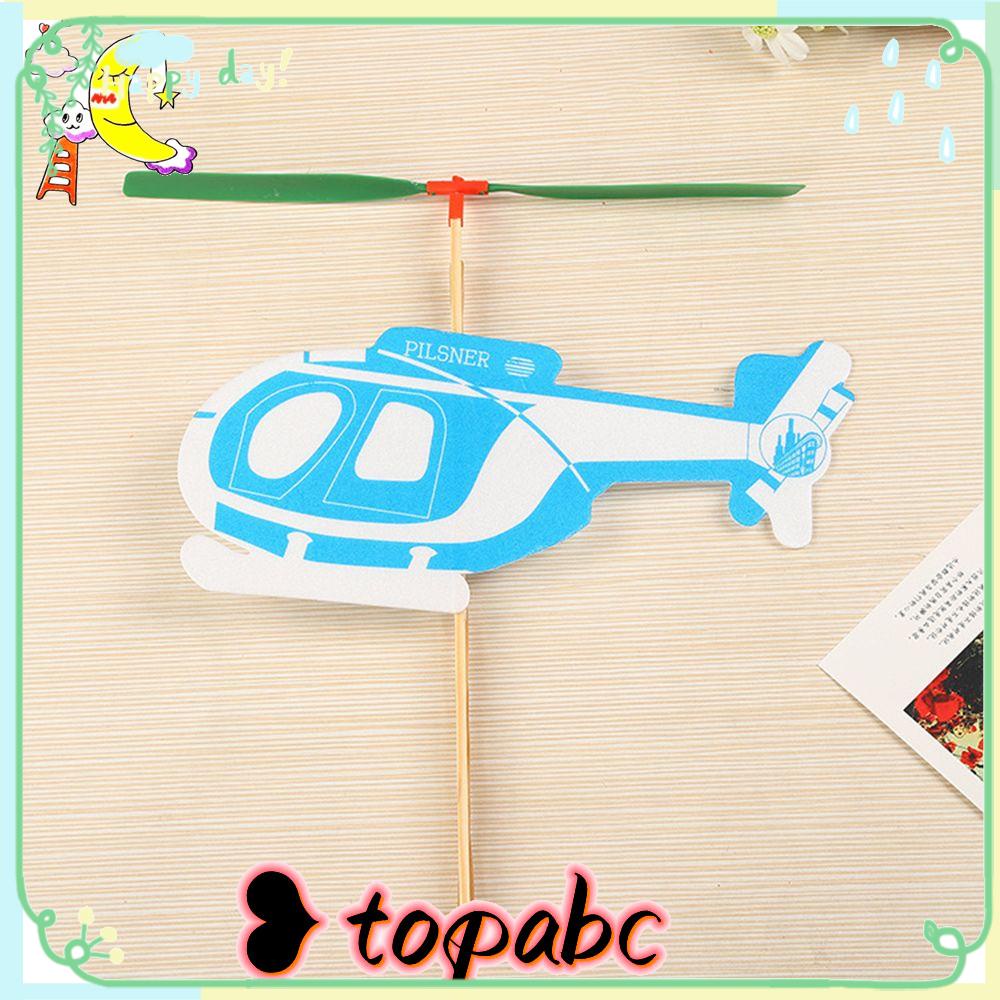 Top 2pcs Helikopter Glider Terbang Anak Kids Hadiah Lempar Tangan Model Pesawat Karet Gelang Power