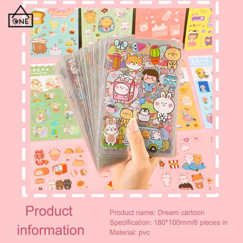 COD❤️6pc Stiker Cute Cartun Lucu Food Pet Diy Diary Jurnal Palnner Deco Hias-A.one