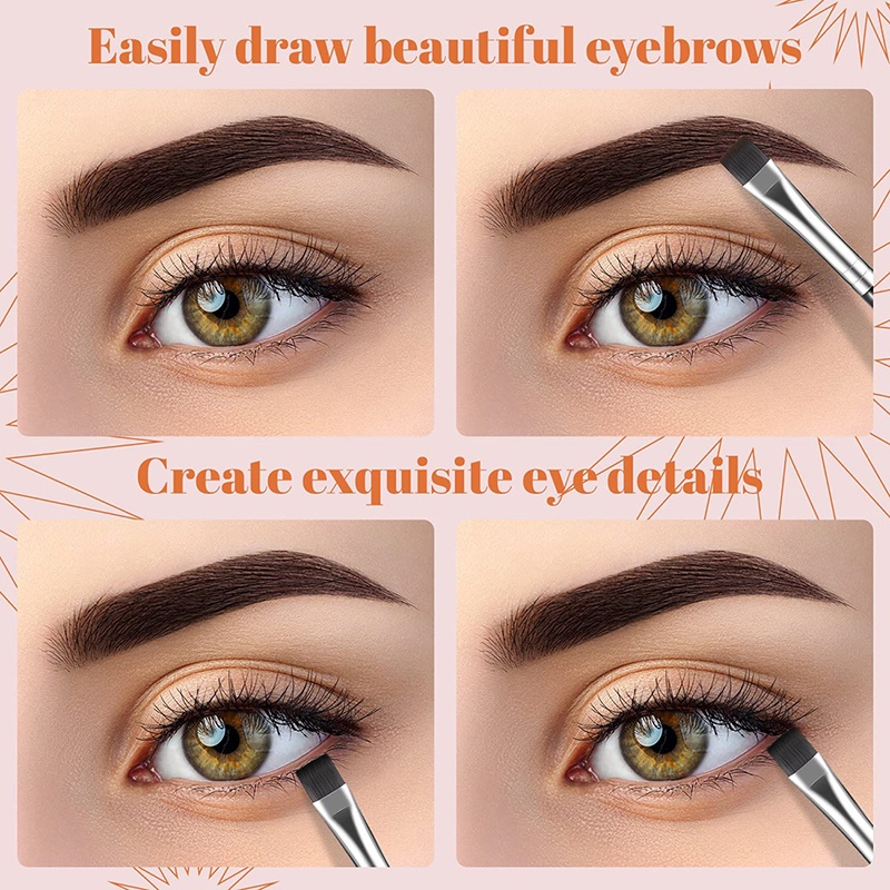 1pc Putih Super Halus Siku Alis Contour Brush Tipis Alis Eyeliner Brush Portable Wanita Tali Alis Cream Alat Makeup Kosmetik