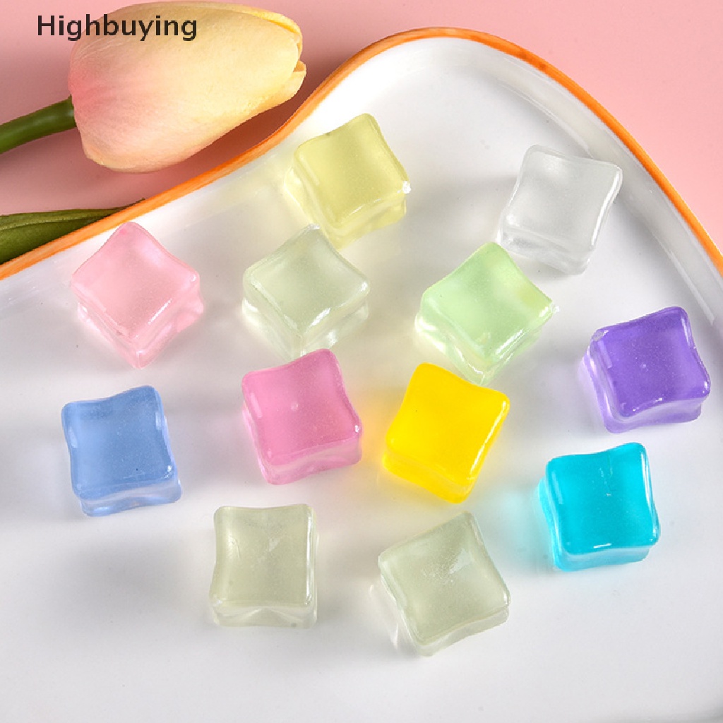 Hbid 10 Pcs Warna-Warni Simulasi Es Batu Resin Ornamen Buatan Tangan DIY Miniatur Patung Kecil Aksesoris Glory