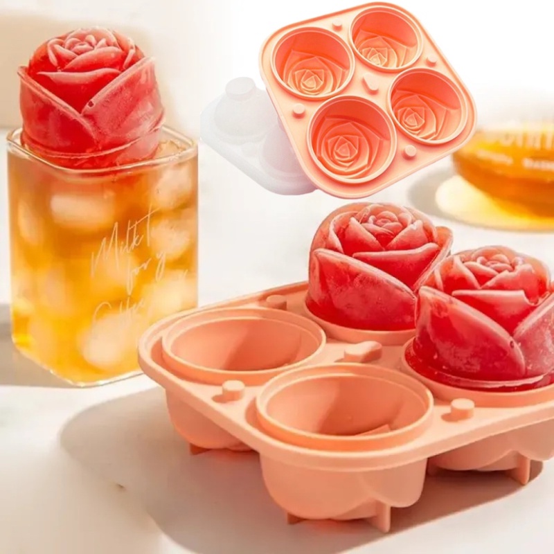 Cetakan Es Bentuk Berlian Mawar/Cetakan Ice Cubes Tray Reusable Untuk Gadget Dapur Freezer